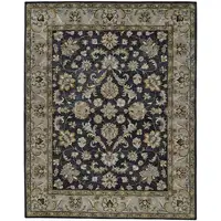 Photo of Blue Gray And Taupe Wool Floral Tufted Handmade Stain Resistant Area Rug