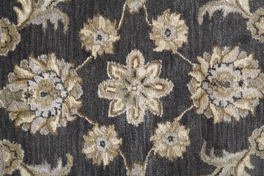 Blue Gray And Taupe Wool Floral Tufted Handmade Stain Resistant Area Rug Photo 8