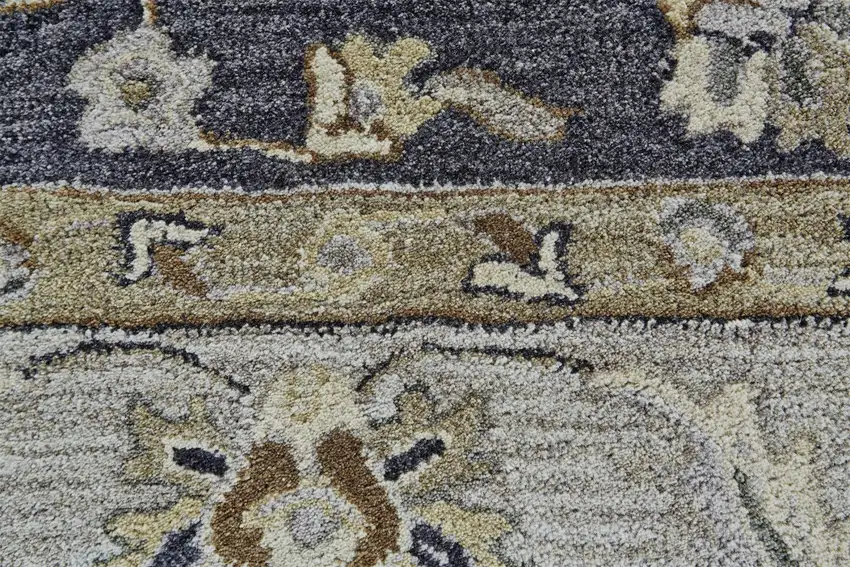 Blue Gray And Taupe Wool Floral Tufted Handmade Stain Resistant Area Rug Photo 7