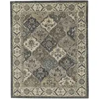 Photo of Blue Gray And Taupe Wool Paisley Tufted Handmade Stain Resistant Area Rug