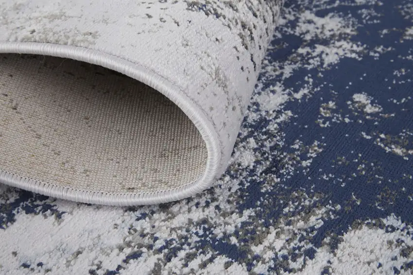 Blue Gray And White Abstract Stain Resistant Area Rug Photo 8