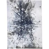 Photo of Blue Gray And White Abstract Stain Resistant Area Rug
