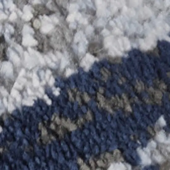 Blue Gray And White Abstract Stain Resistant Area Rug Photo 3