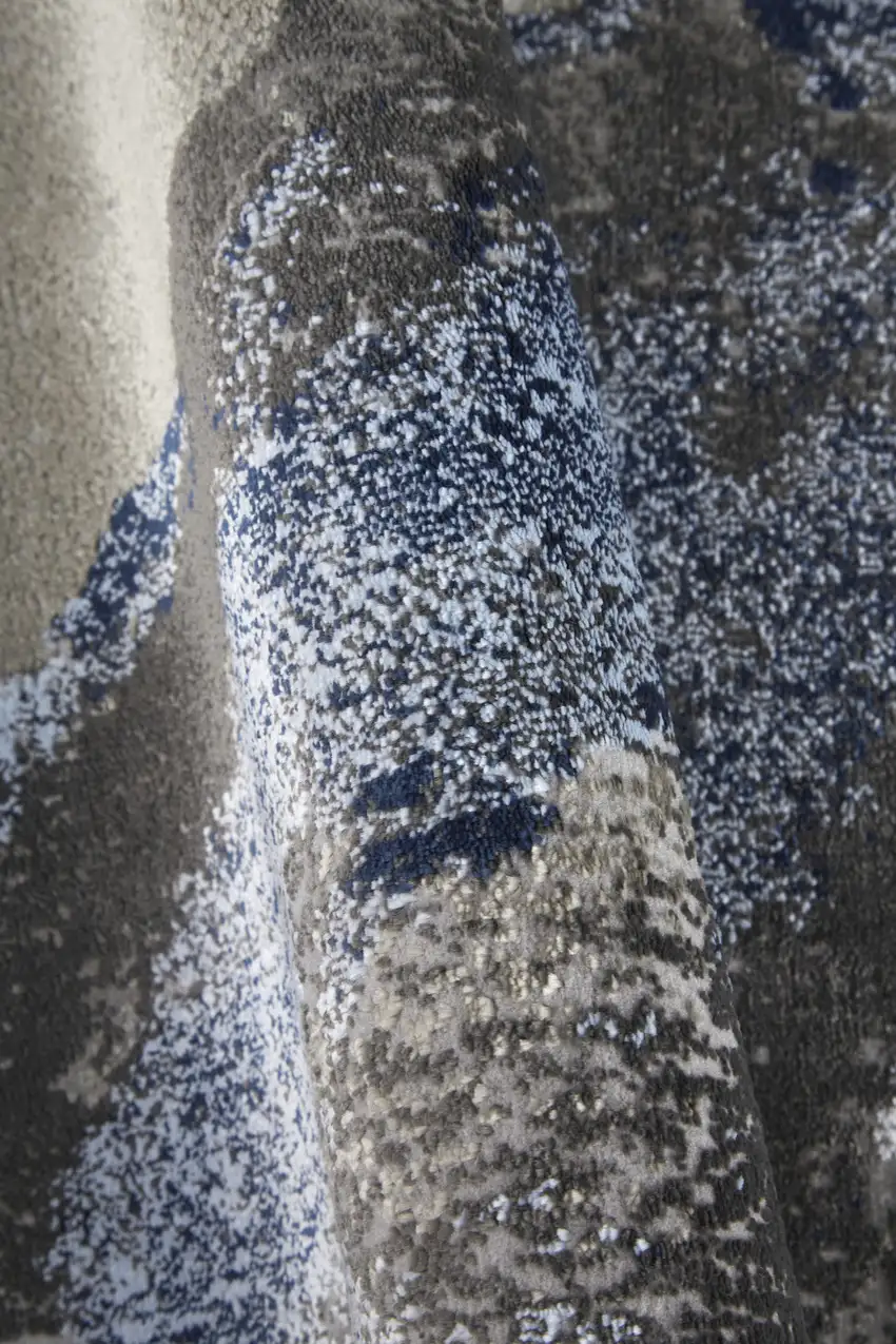 Blue Gray And White Abstract Stain Resistant Area Rug Photo 7