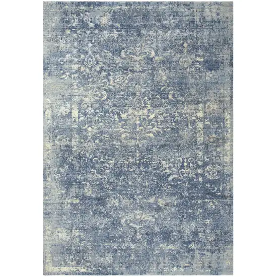 Blue Gray Beige And Ivory New Zealand Lambs Wool Oriental Hand Carved Handmade Area Rug Photo 1