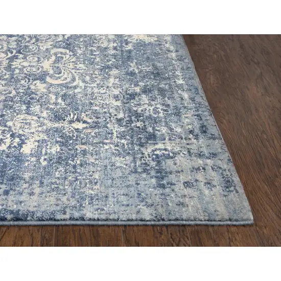 Blue Gray Beige And Ivory New Zealand Lambs Wool Oriental Hand Carved Handmade Area Rug Photo 2
