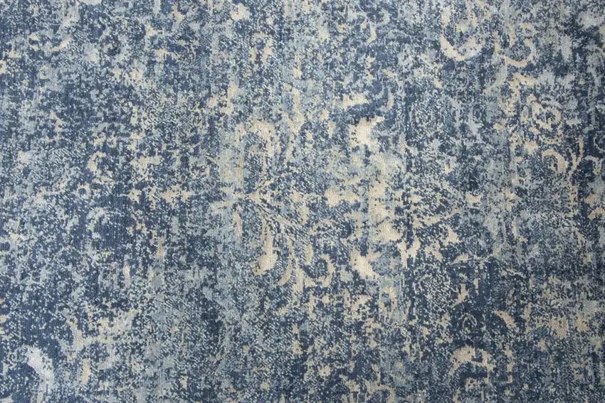 Blue Gray Beige And Ivory New Zealand Lambs Wool Oriental Hand Carved Handmade Area Rug Photo 4