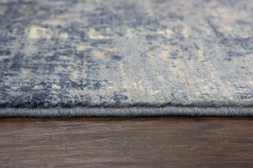 Blue Gray Beige And Ivory New Zealand Lambs Wool Oriental Hand Carved Handmade Area Rug Photo 5
