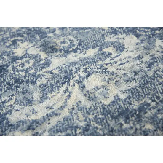 Blue Gray Beige And Ivory New Zealand Lambs Wool Oriental Hand Carved Handmade Area Rug Photo 3