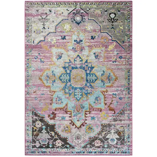 Blue Gray Cream Rust And Gold Medallion Area Rug Photo 2
