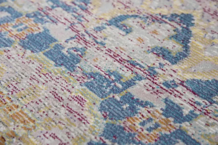 Blue Gray Cream Rust And Gold Medallion Area Rug Photo 1