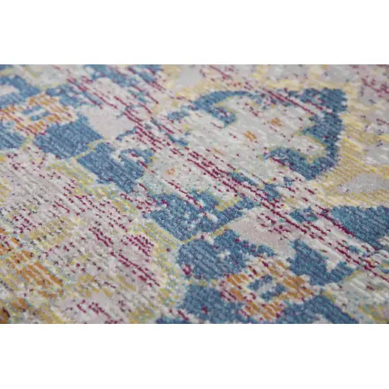 Blue Gray Cream Rust And Gold Medallion Area Rug Photo 1