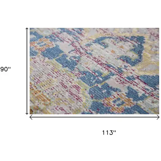 Blue Gray Cream Rust And Gold Medallion Area Rug Photo 6