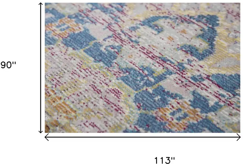 Blue Gray Cream Rust And Gold Medallion Area Rug Photo 6