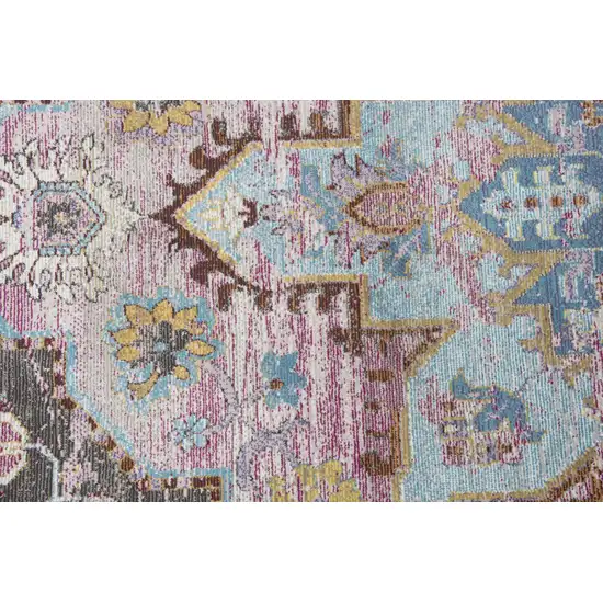Blue Gray Cream Rust And Gold Medallion Area Rug Photo 4