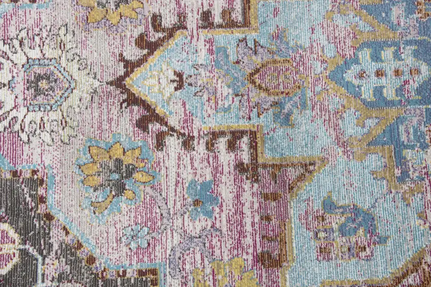 Blue Gray Cream Rust And Gold Medallion Area Rug Photo 4