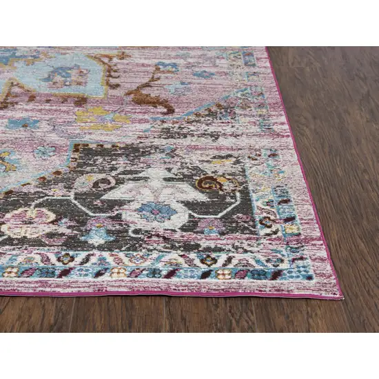 Blue Gray Cream Rust And Gold Medallion Area Rug Photo 3