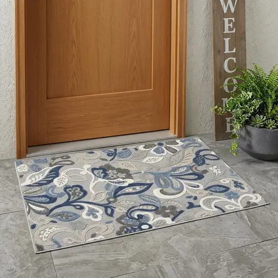 Blue And Gray Indoor Outdoor Area Rug Photo 1