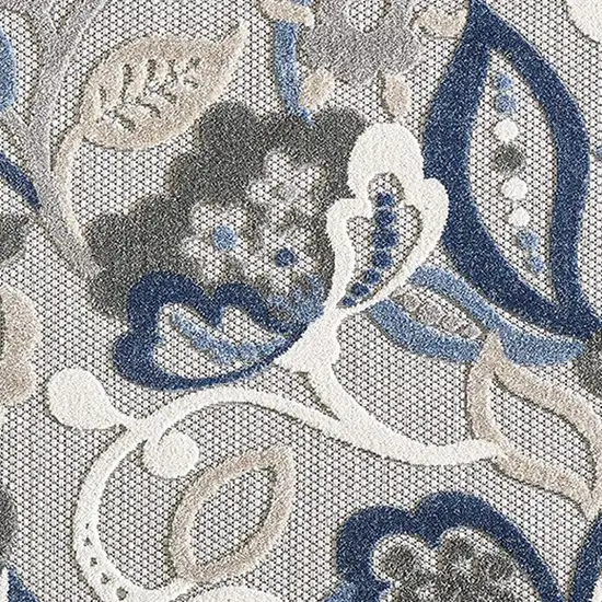 Blue And Gray Floral Stain Resistant Indoor Outdoor Area Rug Photo 5