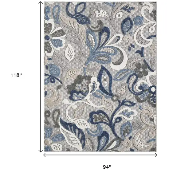 Blue And Gray Floral Stain Resistant Indoor Outdoor Area Rug Photo 3
