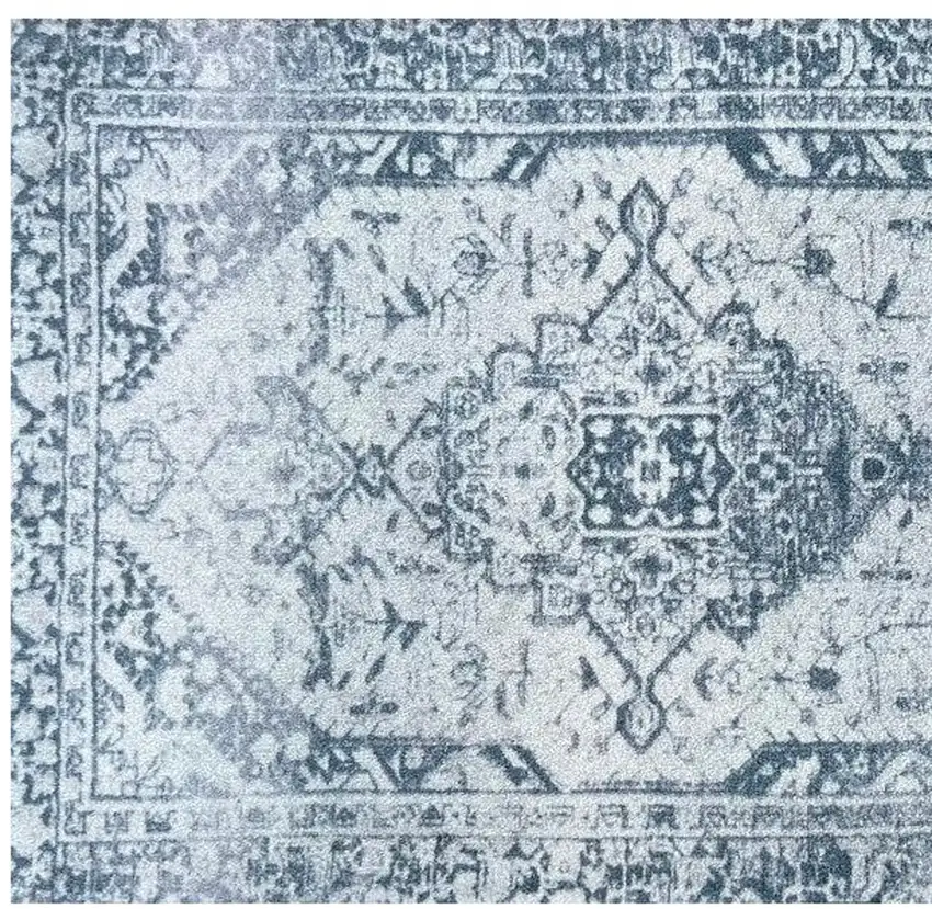 Blue Gray Oriental Distressed Washable Area Rug With UV Protection Photo 4