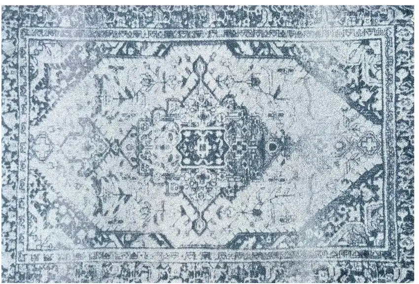 Blue Gray Oriental Distressed Washable Area Rug With UV Protection Photo 1