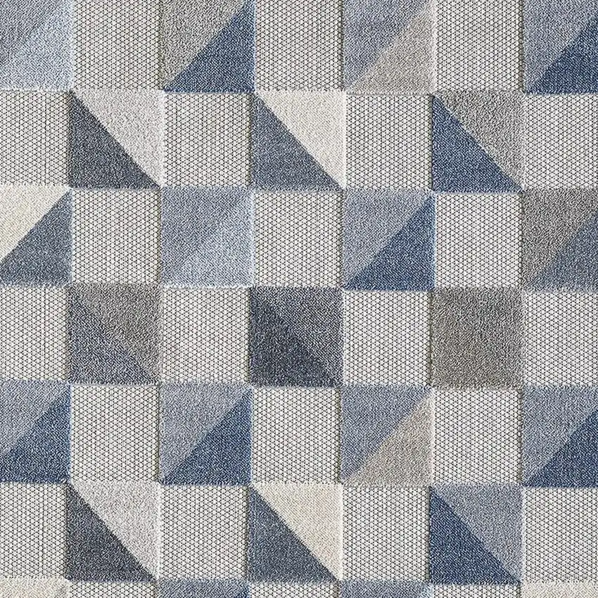 Blue And Gray Geometric Stain Resistant Indoor Outdoor Area Rug Photo 9
