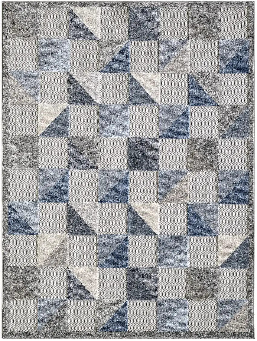 Blue Gray Triangle Indoor Outdoor Area Rug Photo 1