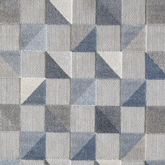 Blue And Gray Geometric Stain Resistant Indoor Outdoor Area Rug Photo 8