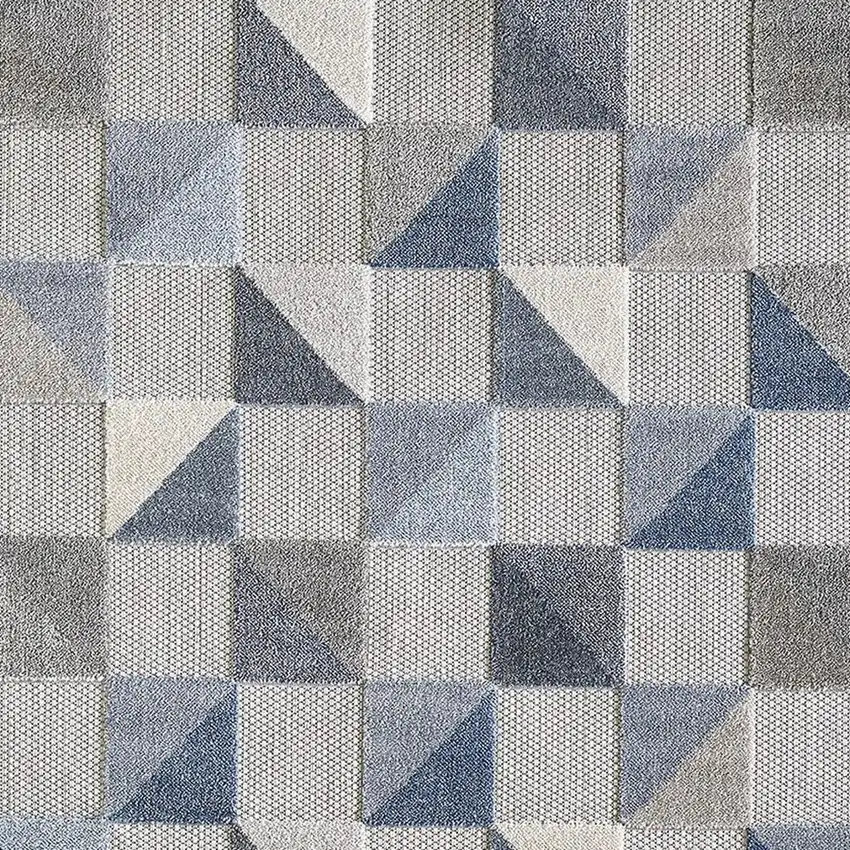 Blue And Gray Geometric Stain Resistant Indoor Outdoor Area Rug Photo 8