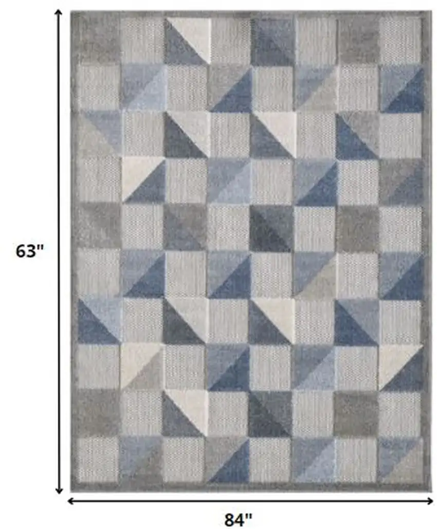 Blue Gray Triangle Indoor Outdoor Area Rug Photo 3