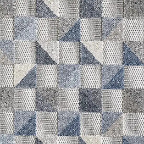 Blue And Gray Geometric Stain Resistant Indoor Outdoor Area Rug Photo 8
