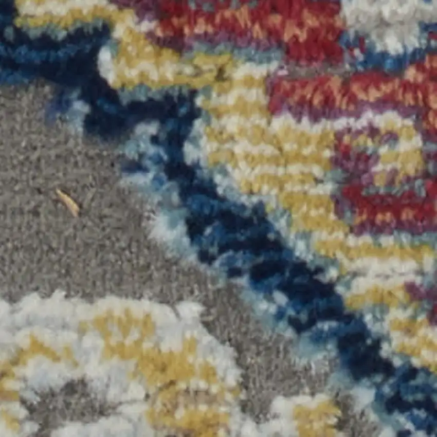 Blue Gray and Green Floral Distressed Non Skid Area Rug Photo 2