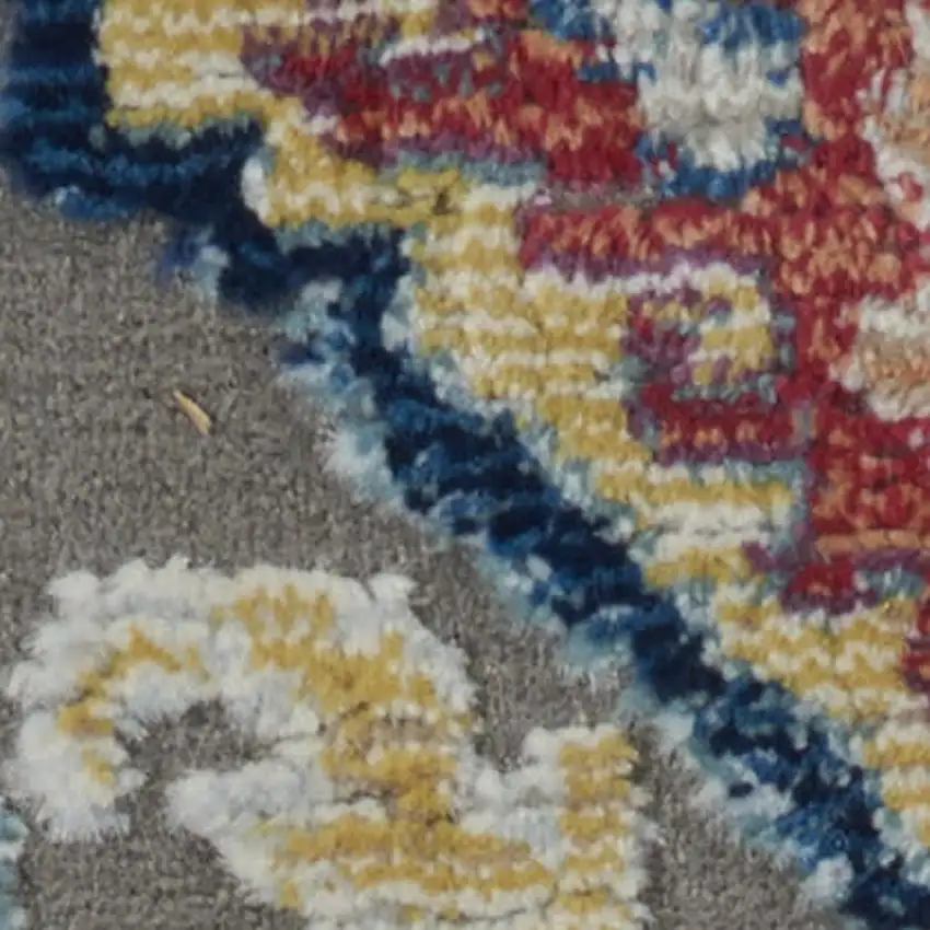 Blue Gray and Green Floral Distressed Non Skid Area Rug Photo 5