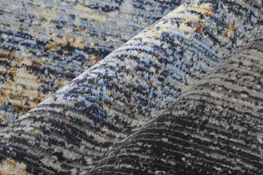 Blue Gray and Tan Abstract Power Loom Area Rug Photo 9