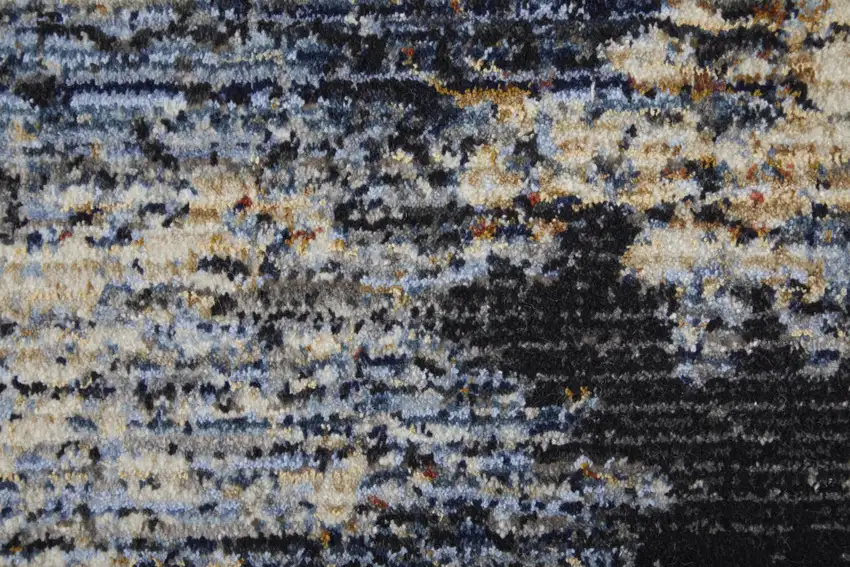 Blue Gray and Tan Abstract Power Loom Area Rug Photo 9