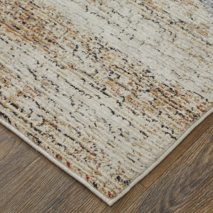 Blue Gray and Tan Abstract Power Loom Area Rug Photo 8