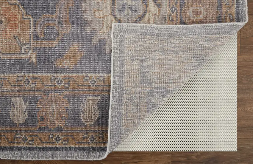 Blue Gray and Tan Oriental Hand Knotted Worn Faded Area Rug Photo 8