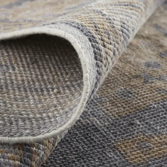 Blue Gray and Tan Oriental Hand Knotted Worn Faded Area Rug Photo 9