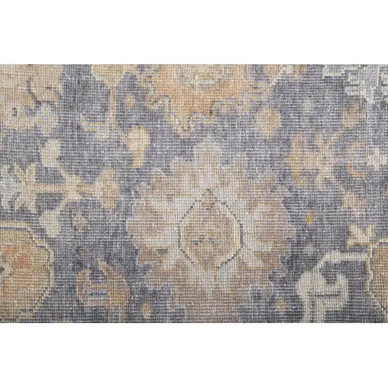 Blue Gray and Tan Oriental Hand Knotted Worn Faded Area Rug Photo 4