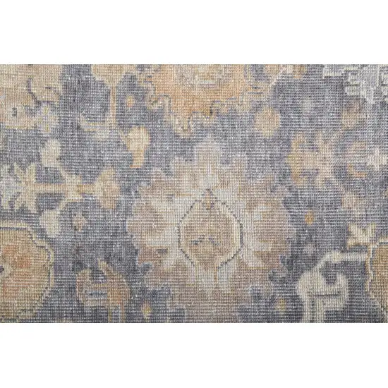 Blue Gray and Tan Oriental Hand Knotted Worn Faded Area Rug Photo 9