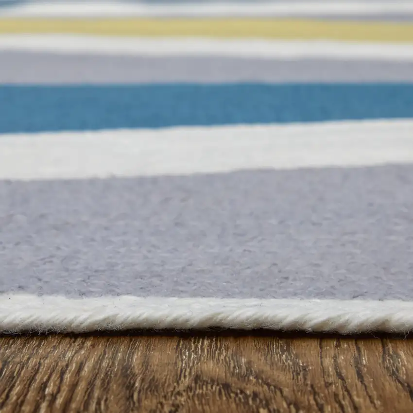 Blue Gray and Yellow Geometric Power Loom Area Rug Photo 9