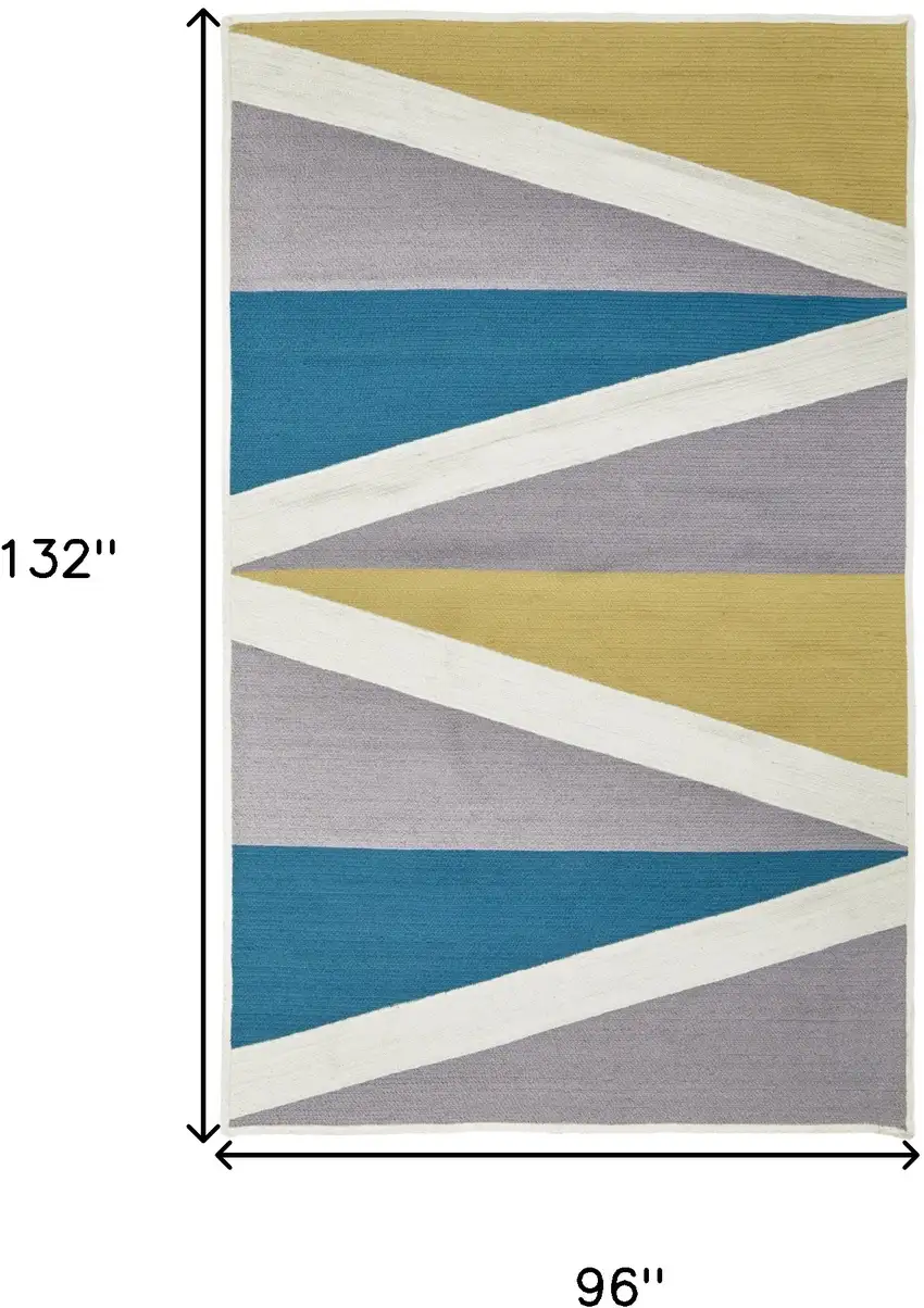 Blue Gray and Yellow Geometric Power Loom Area Rug Photo 3