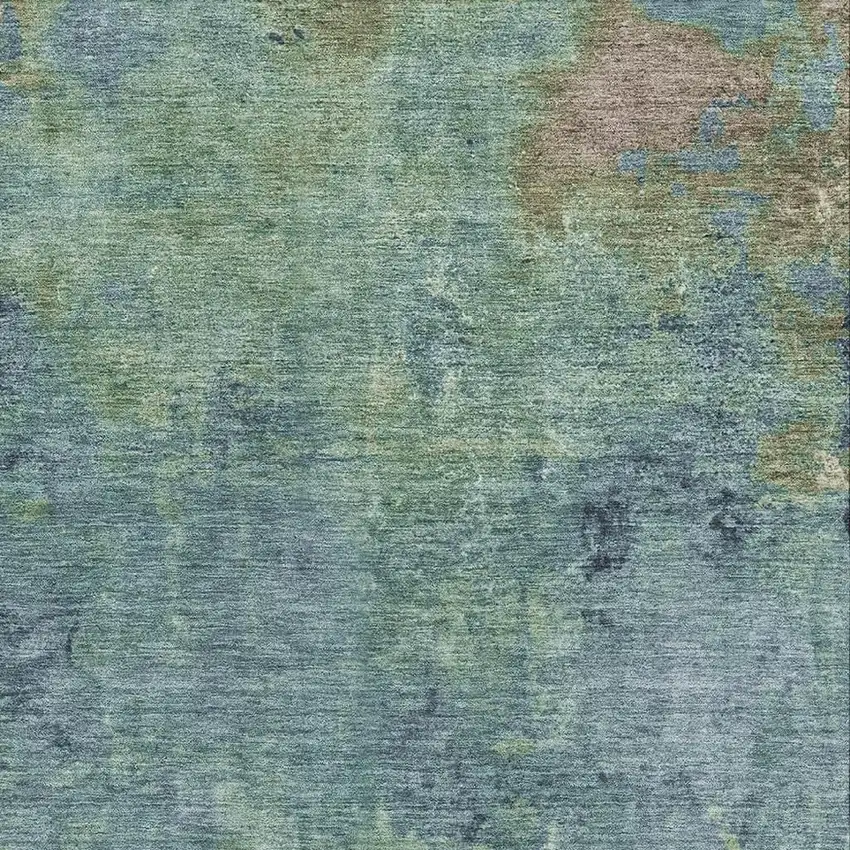 Blue Green And Beige Abstract Washable Area Rug With UV Protection Photo 2
