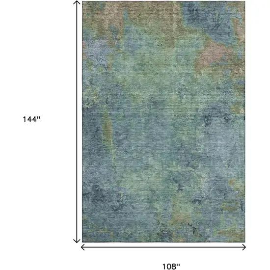 Blue Green And Beige Abstract Washable Area Rug With UV Protection Photo 9