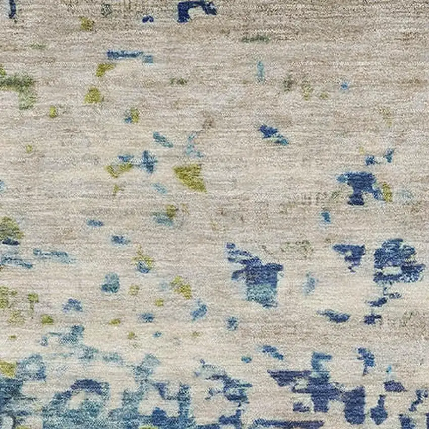 Blue Green And Beige Abstract Washable Area Rug With UV Protection Photo 2