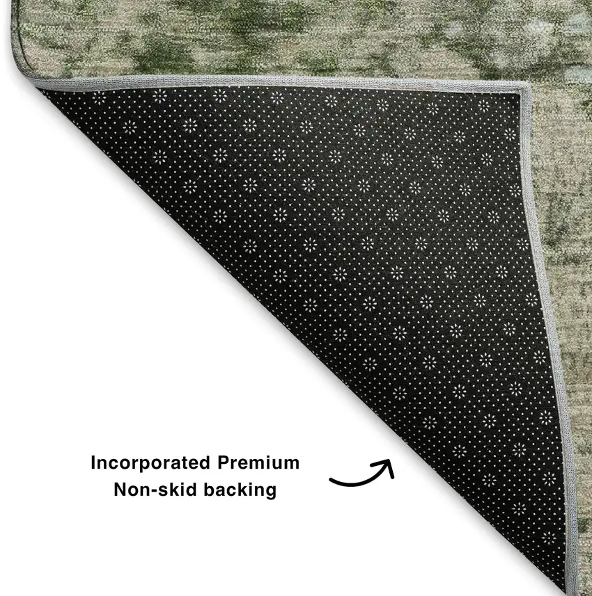 Blue Green And Beige Abstract Washable Area Rug With UV Protection Photo 6