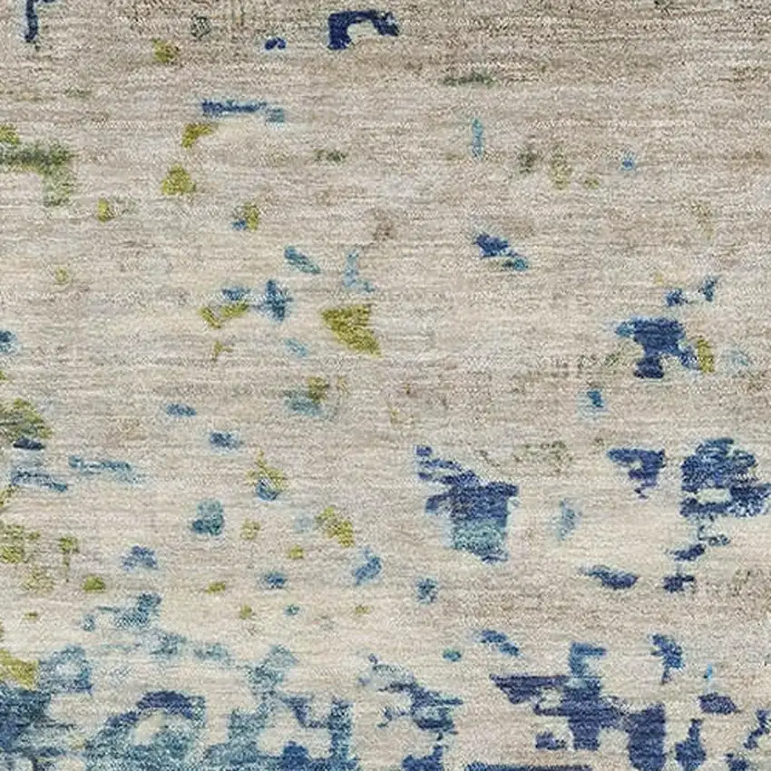 Blue Green And Beige Abstract Washable Area Rug With UV Protection Photo 2