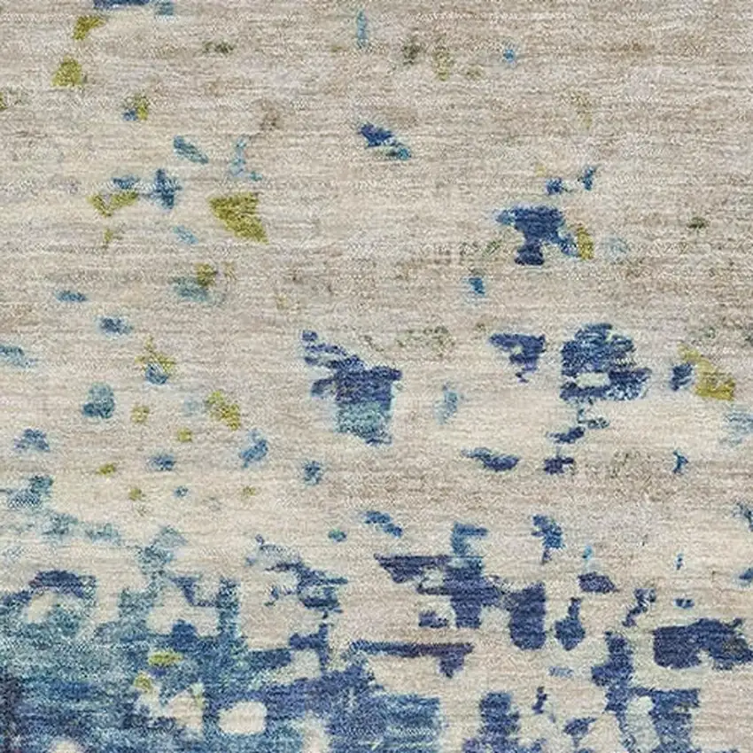 Blue Green And Beige Abstract Washable Area Rug With UV Protection Photo 2