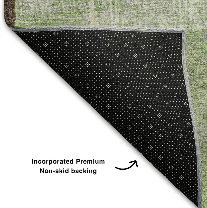 Blue Green And Beige Geometric Washable Area Rug With UV Protection Photo 7